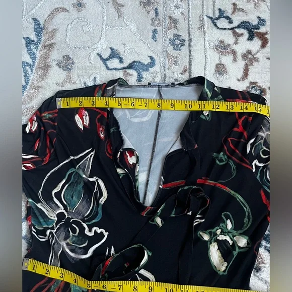 Zara Keyhole Midi Floral Dress size L - Picture 13 of 16